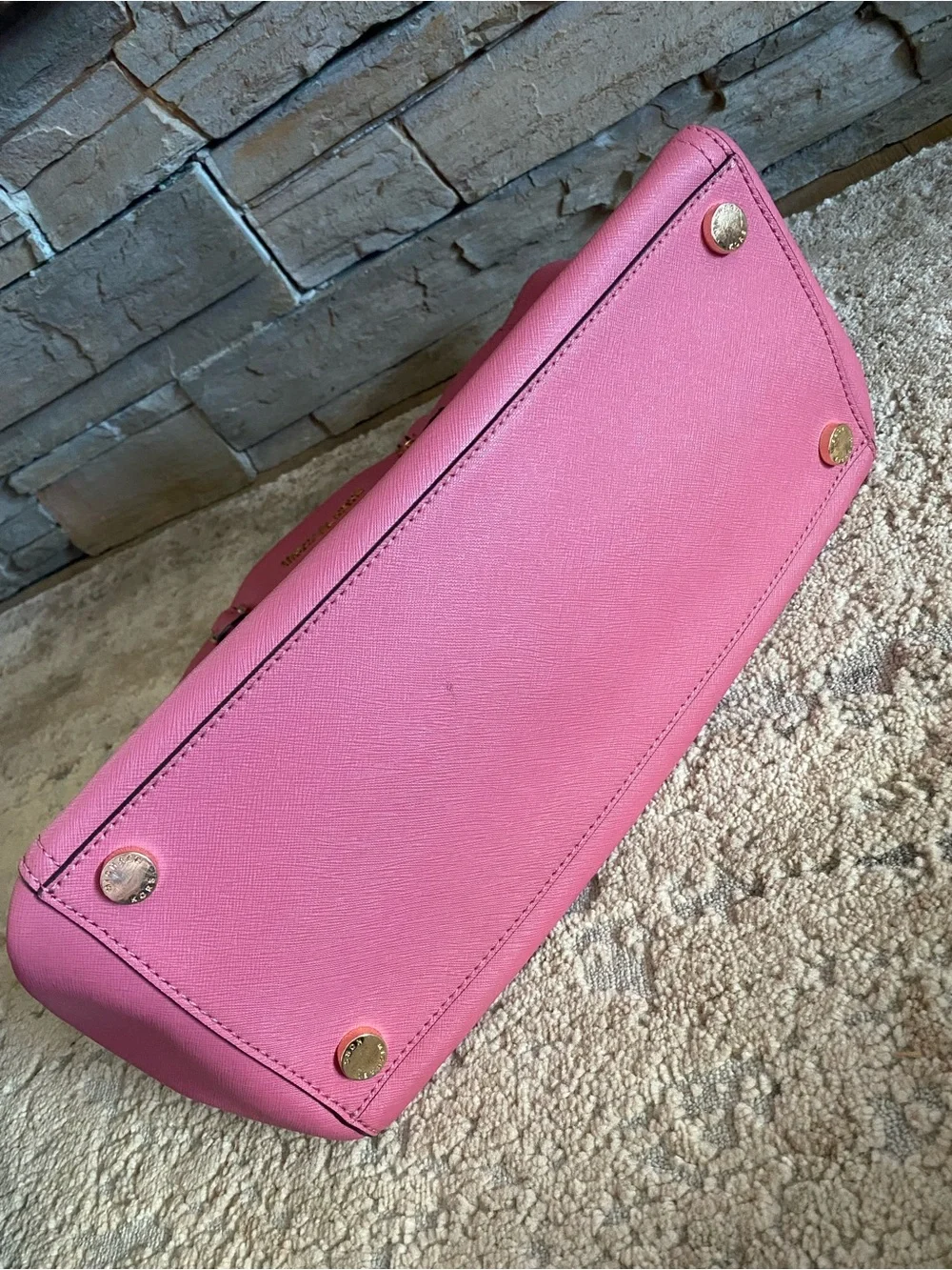 Michael Kors EMMY Large DOUBLE HANDLE TOTE Leather Handbag Purse Tulip Pink - Picture 8 of 15